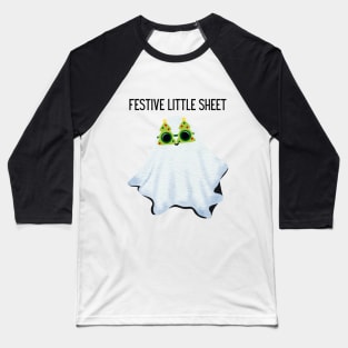 Festive Little Sheet Holiday Winter Ghost Baseball T-Shirt